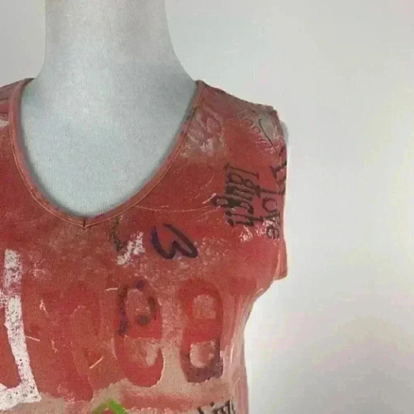 Chicos tank top sz 0 S 4 Orange green mixed media - Picture 2 of 8